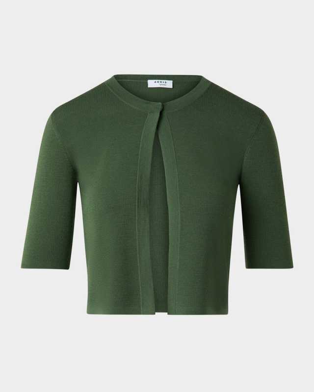 One Button Merino Wool Cropped Cardigan